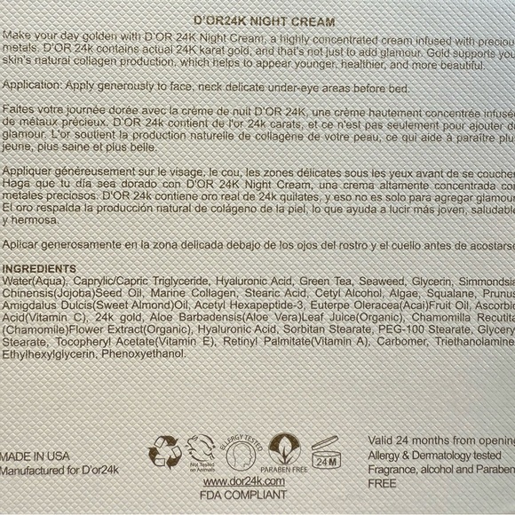 D’OR24K Prestige Endless Night Cream: Luxurious Moisturizer - Picture 3 of 5